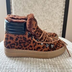 Leopard Print High-Top Sneakers